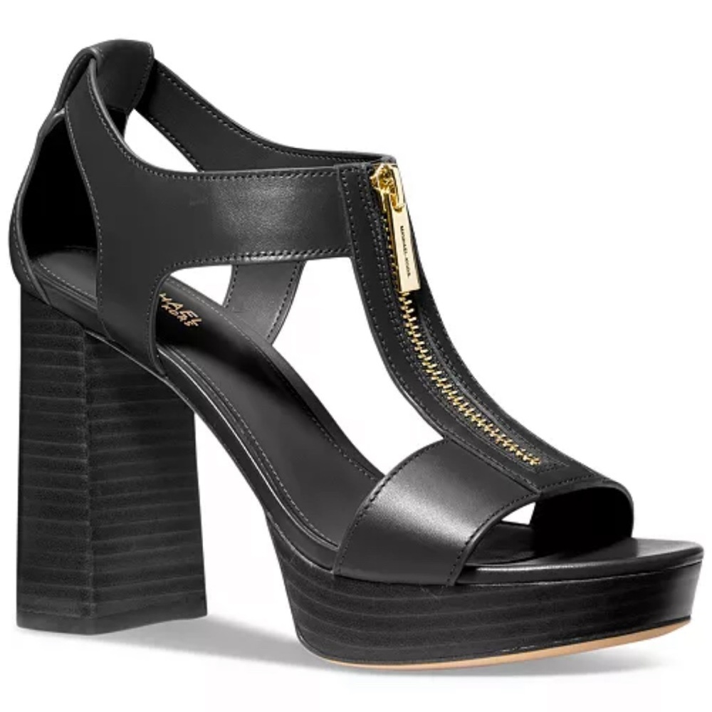 Michael Kors Black Berkley T-Strap High Heels with Platform